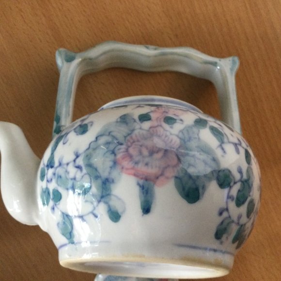 Vintage Chinese hand pa Porcelain teapot small handled marked eb - Picture 7 of 12